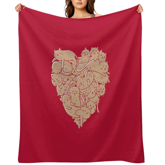 I Love Cats Heart Throw Blanket