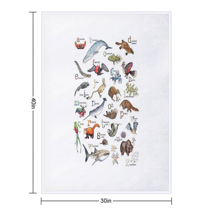 A to Z of Amazing Animals Throw Blanket
