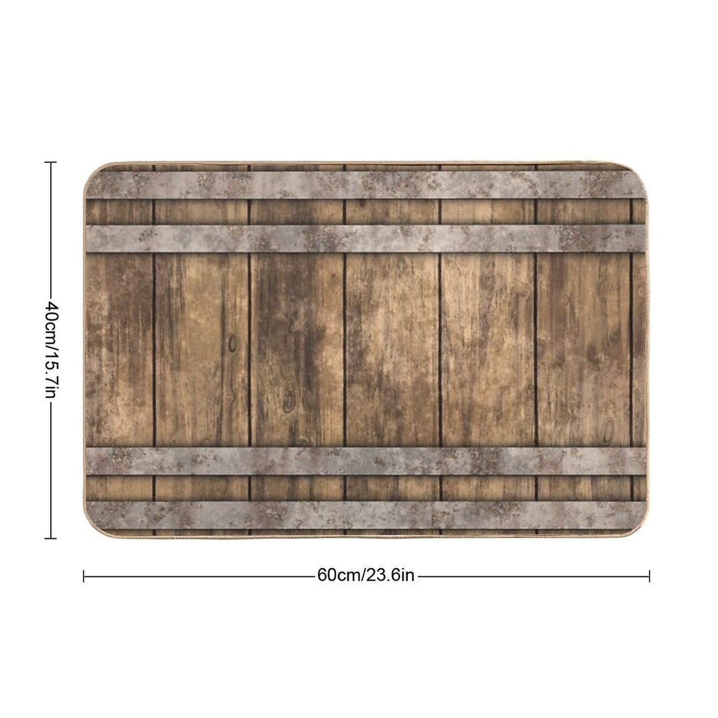 Rustic Wooden Barrel Barnhouse Planks Background Bath Mat