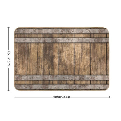 Rustic Wooden Barrel Barnhouse Planks Background Bath Mat