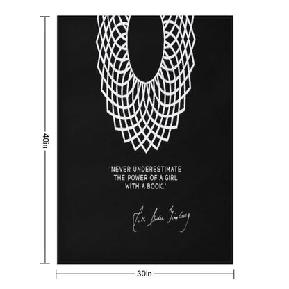 RBG Never Underestimate The Power of A Girl With A Book Throw Blanket