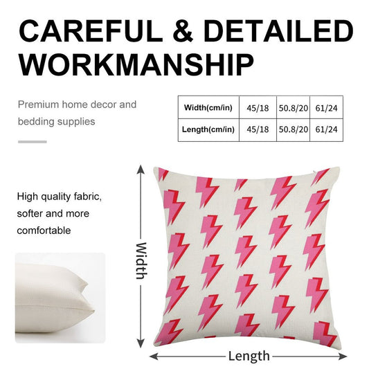 Pink And Red Lightning Linen Throw Pillow Cover