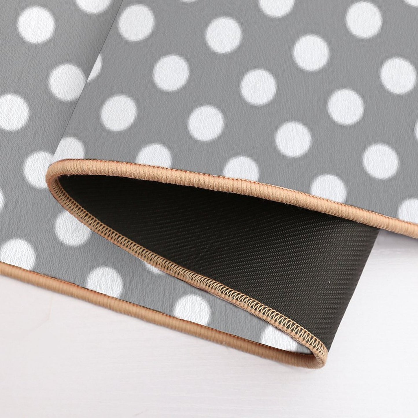 White Polka Dots on Gray Background Bath Mat