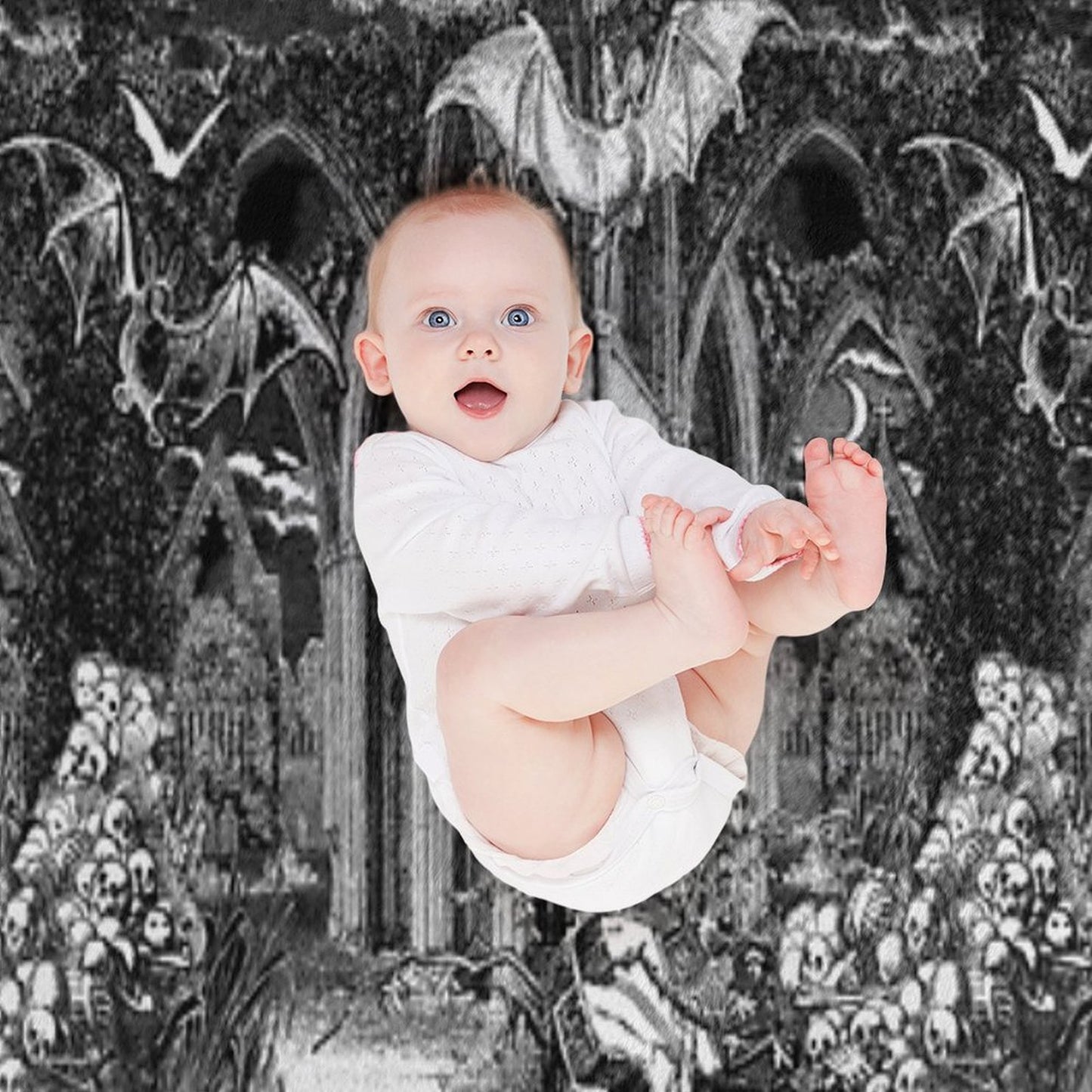 Dark Gothic Vampires Crypt Graves Bats Skulls Pattern by Moose Disco Throw Blanket