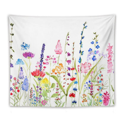 Hand Painted Colorful Wild Flower Field Tapestry