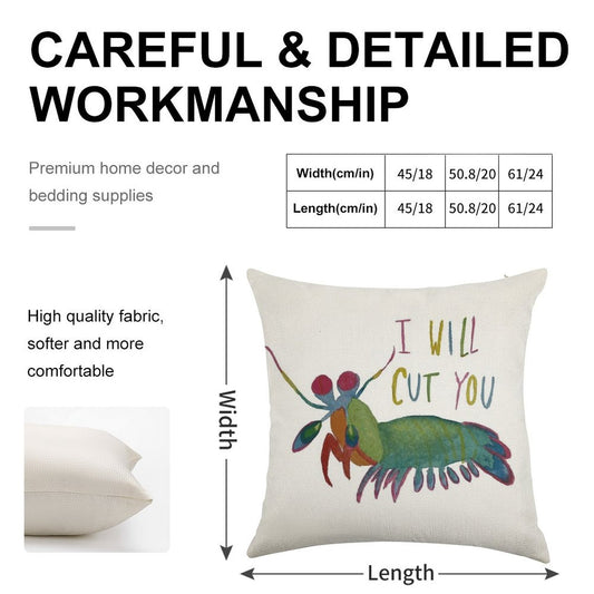 Mantis Shrimp Threat Linen Throw Pillow Cover