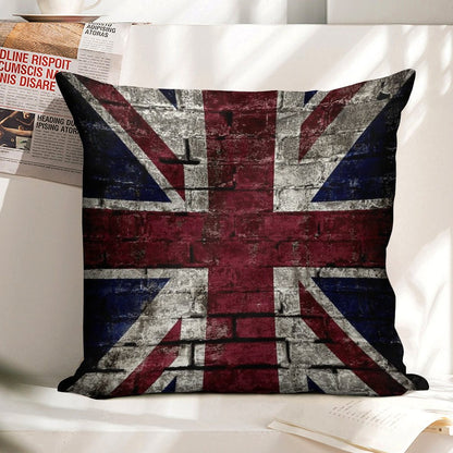 Grunge UK Flag, Great Britain, Punk Style Distressed Wall Linen Throw Pillow Cover