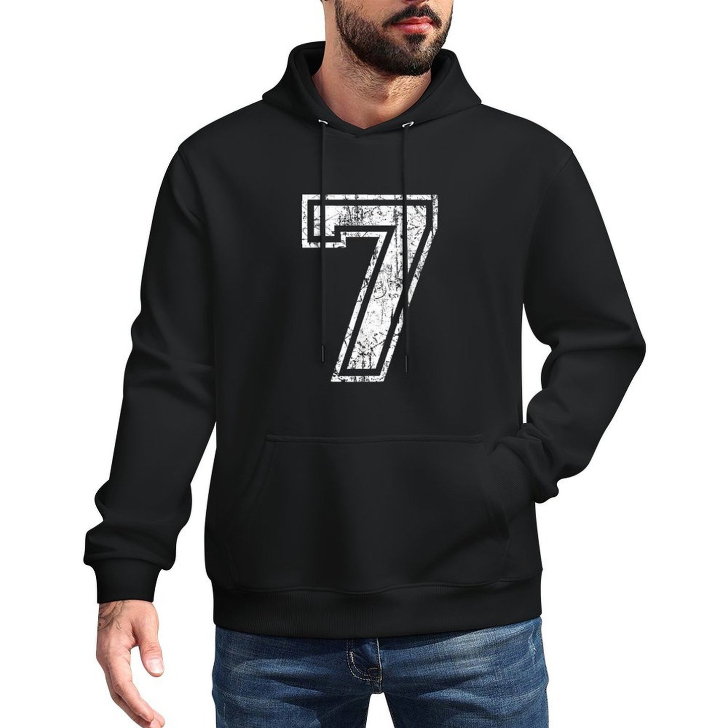 Sports Jersey Grunge Number 7 Fan Team Player Birthday Versatile Streetwear Hoodie