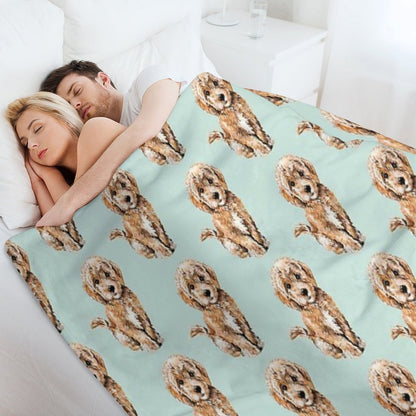 Poodle Goldendoodle Puppy Watercolor Illustration Throw Blanket