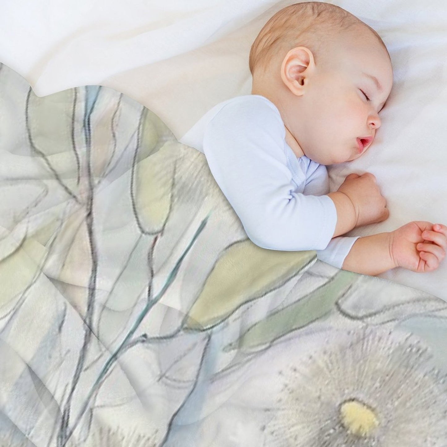 Soft Gentle Gum Leaves And Flowers Throw Blanket