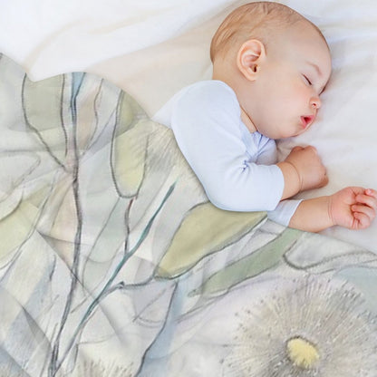 Soft Gentle Gum Leaves And Flowers Throw Blanket