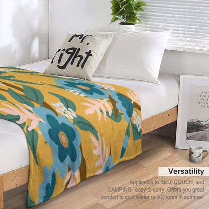 Yellow Floral Throw Blanket