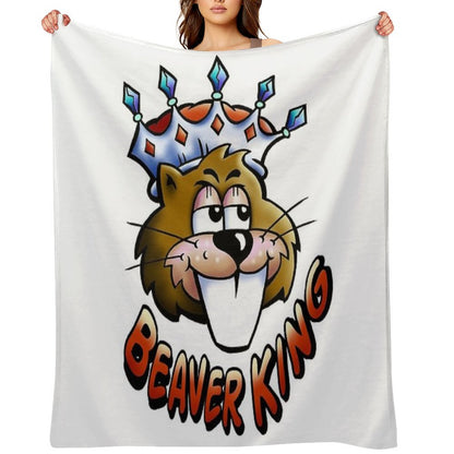 Beaver King - Red Text Throw Blanket