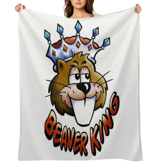 Beaver King - Red Text Throw Blanket