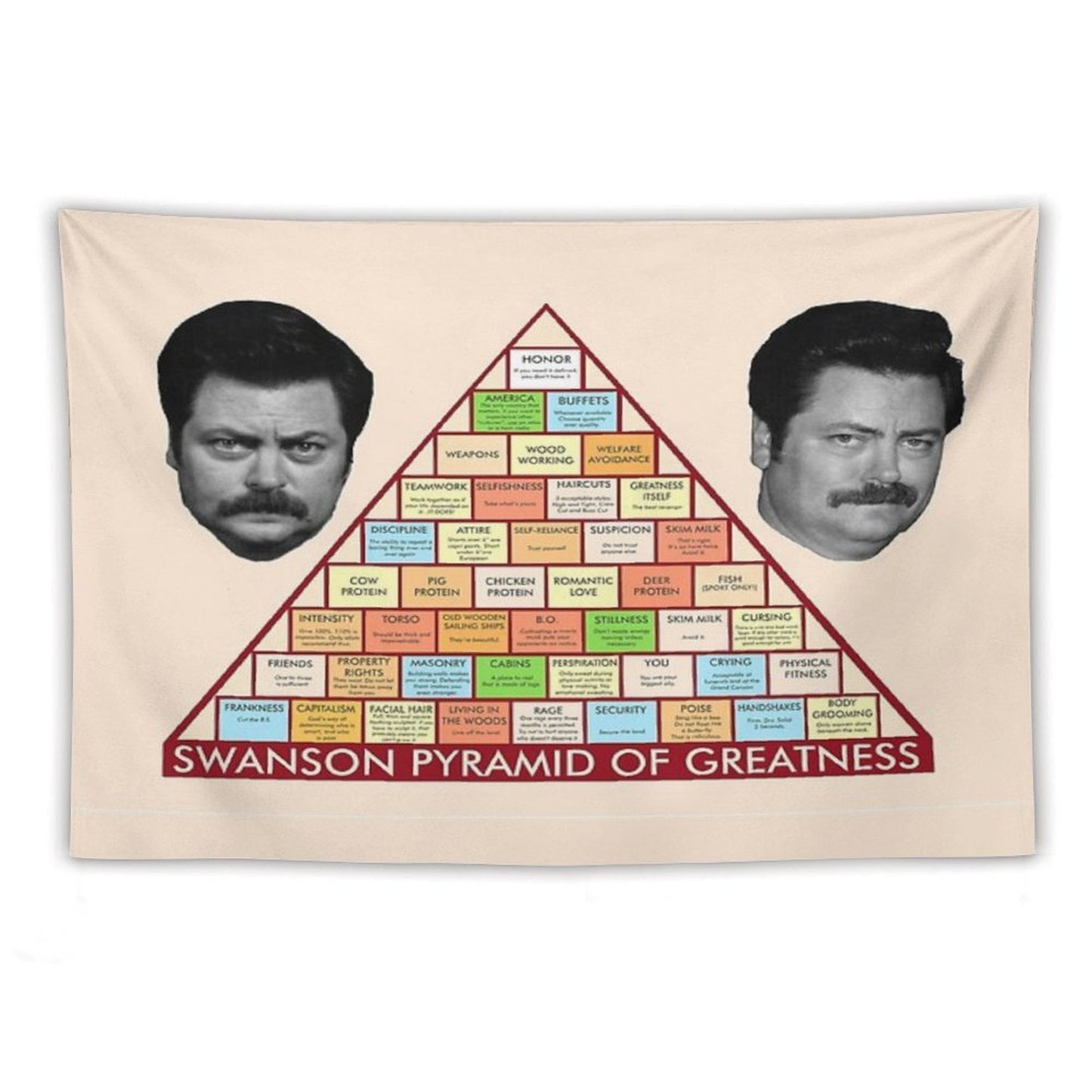 Ron Swanson Pyramid of Greatness Tapestry