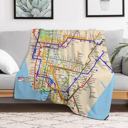 New York City Subway Map Throw Blanket