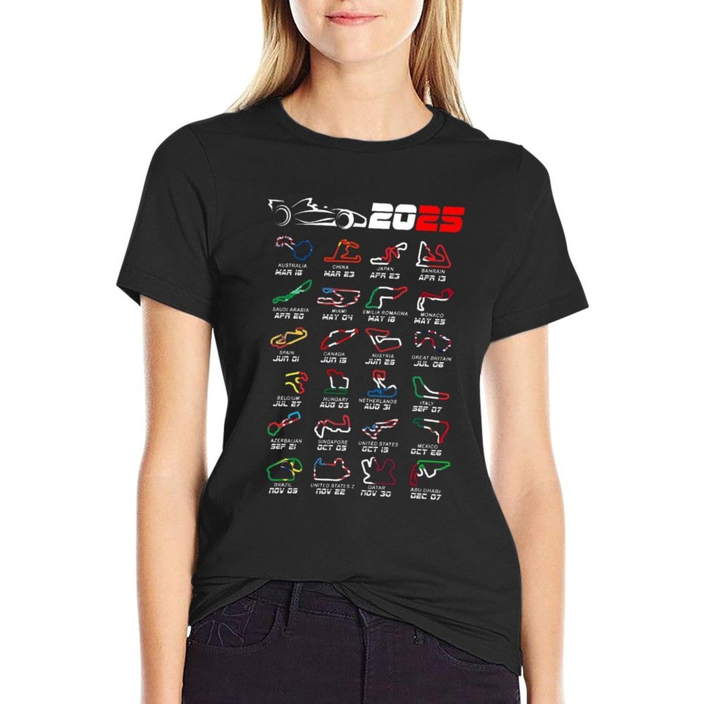 Calendar Formula Race Cars 2025 Circuits Colors  Classic T-Shirt