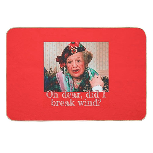Oh Dear, Did I Break Wind  Christmas Vacation (Red Border) Bath Mat