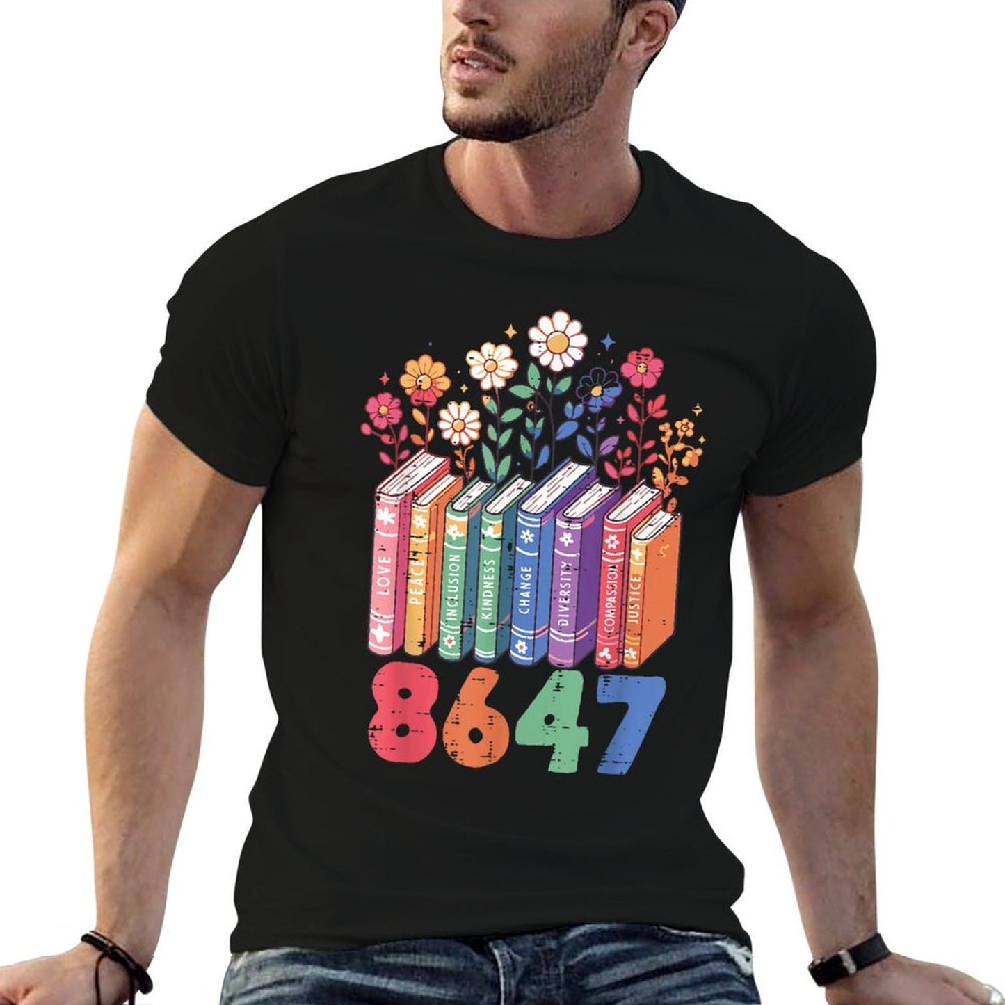 Resist 8647 Books Love Peace Protest Anti Women Girls  Eco-friendly Material T-Shirt