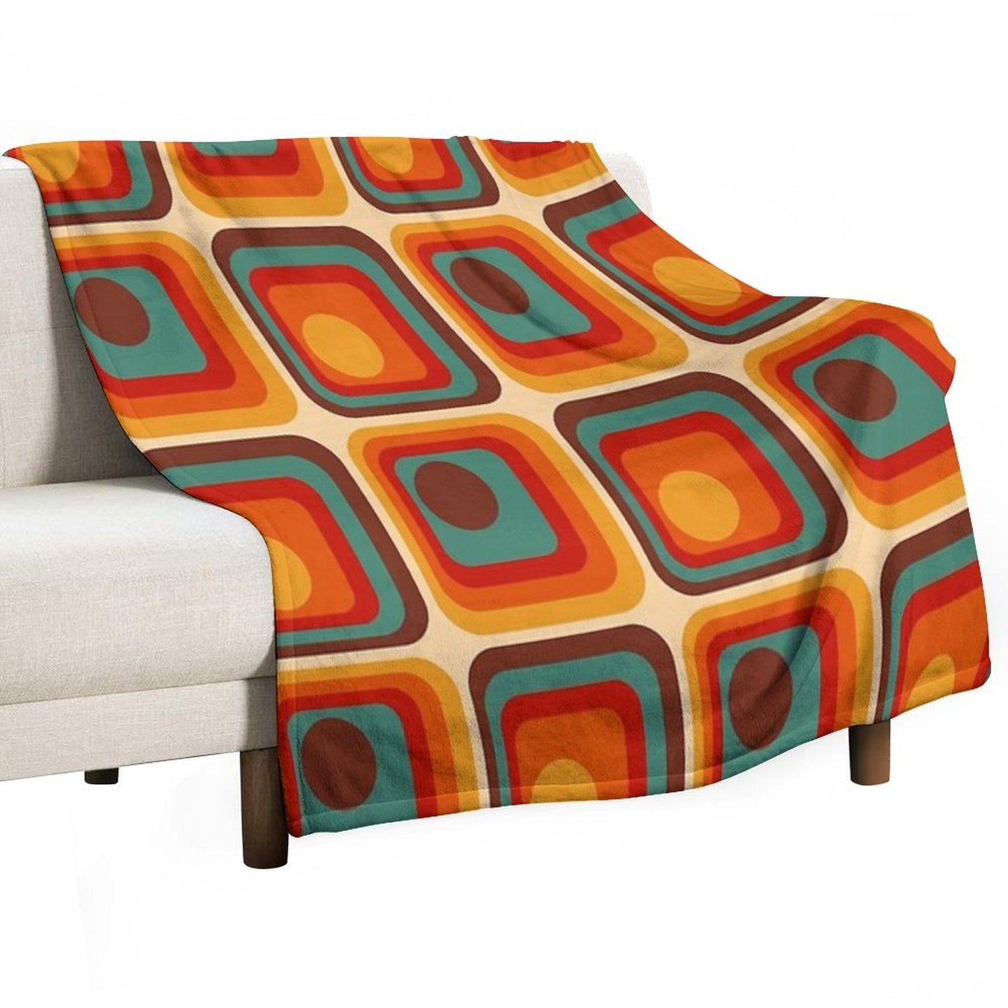Retro Geometric Gradient Square And Circle Pattern 221 Throw Blanket
