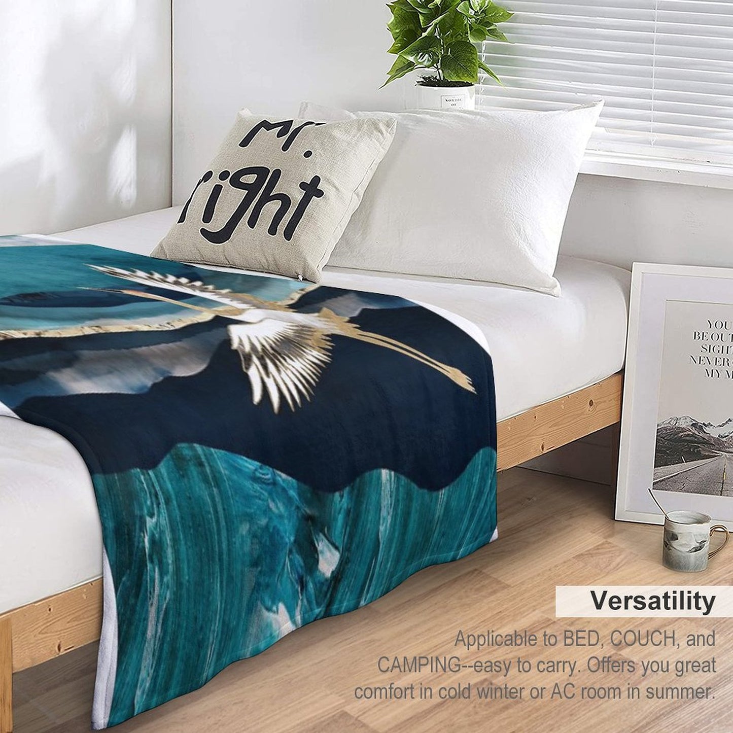 Midnight Cranes Throw Blanket