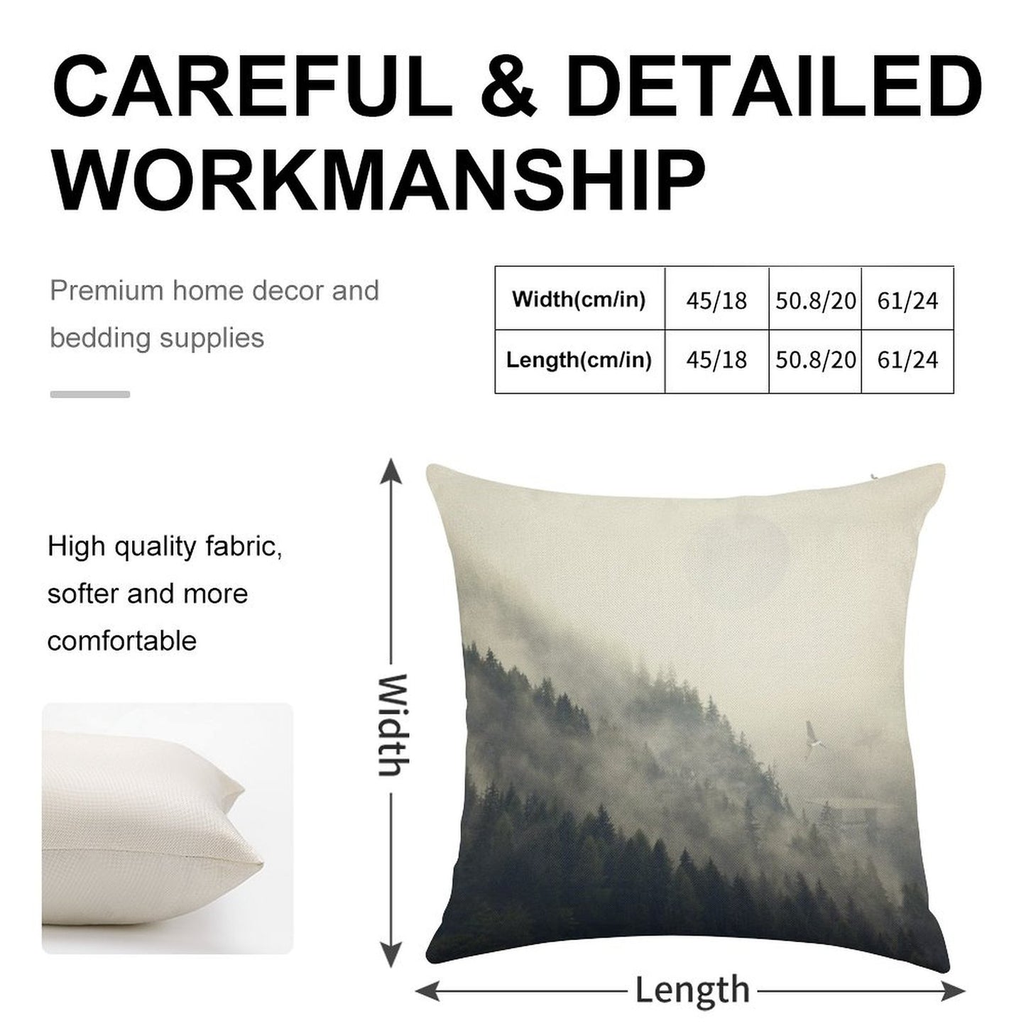 Forest Moon Linen Throw Pillow Cover