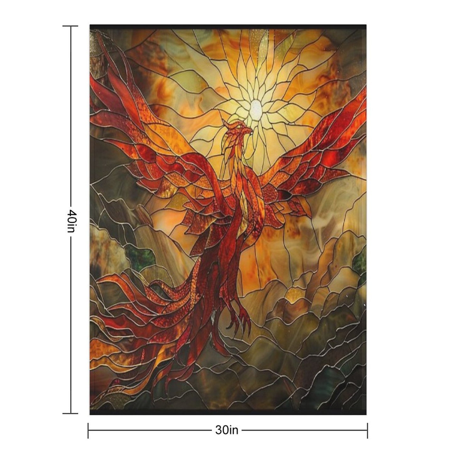 Glorious Phoenix Staine Glass Throw Blanket