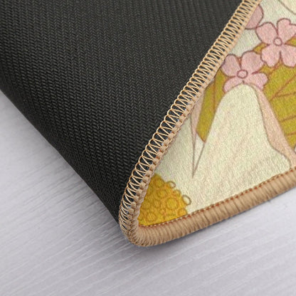 Pink Pastel Vintage Floral Pattern Bath Mat