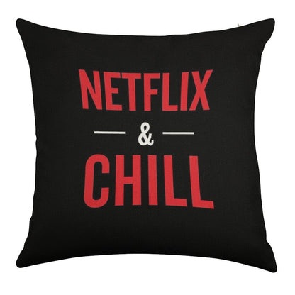 Netflix And Chill Linen Throw Pillow Cover