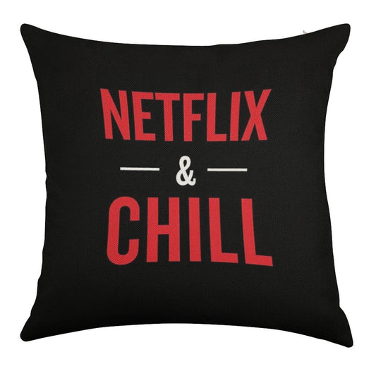 Netflix And Chill Linen Throw Pillow Cover