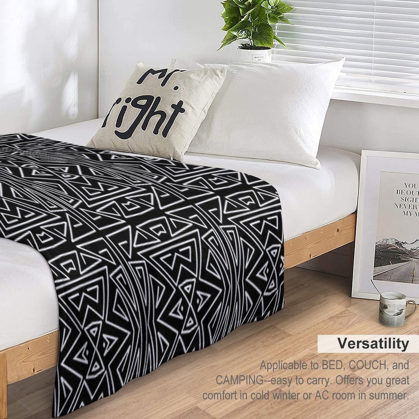 Zanzibar - Geometric Abstract in Black And White Throw Blanket