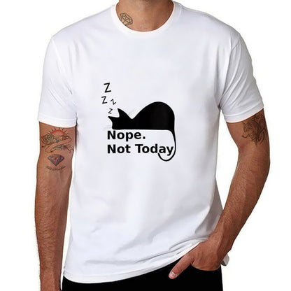 Womens Nope Not Today Cute Sleeping Cat  Oversized Silhouette T-Shirt
