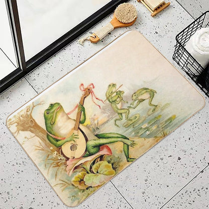 FROG STRUMMING  Vintage Abstract Entertainment Print Bath Mat