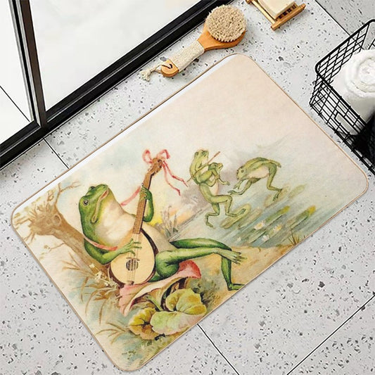 FROG STRUMMING  Vintage Abstract Entertainment Print Bath Mat