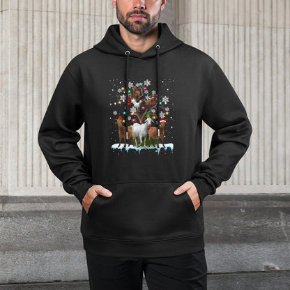 Christmas Goat On Tree Funny Santa Goat Lover Farmer Unisex Design Hoodie