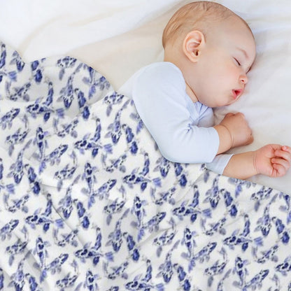 Blue And White Koi Fish Artwork – Zen Wall Decor for Home & Office Throw Blanket