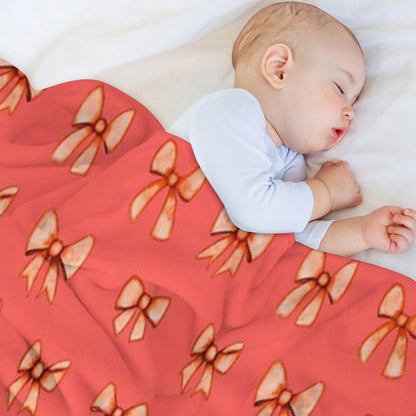 Soft Watercolor Bows, Bow Ties & Ribbons – Hand-Painted in Pastel Red Throw Blanket