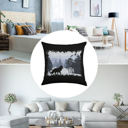 Snowy Cabin - WolfQuest Dream Linen Throw Pillow Cover