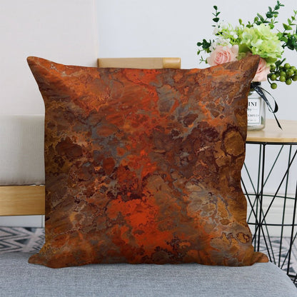 Gold And Rust Linen Throw Pillow Cover