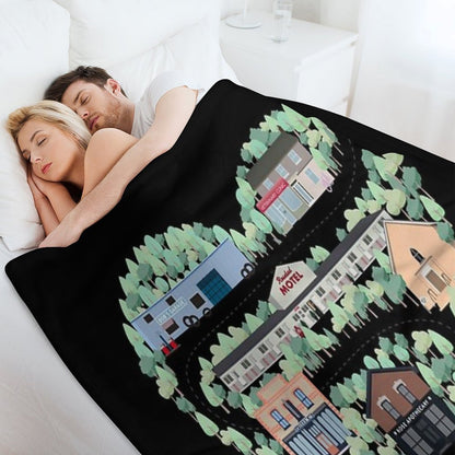 I Love The Town of Schitt's Creek, Where Everyone Fits In. From The Rosebud Motel to Rose Apothecary, A Drawing of The Schitt's Throw Blanket