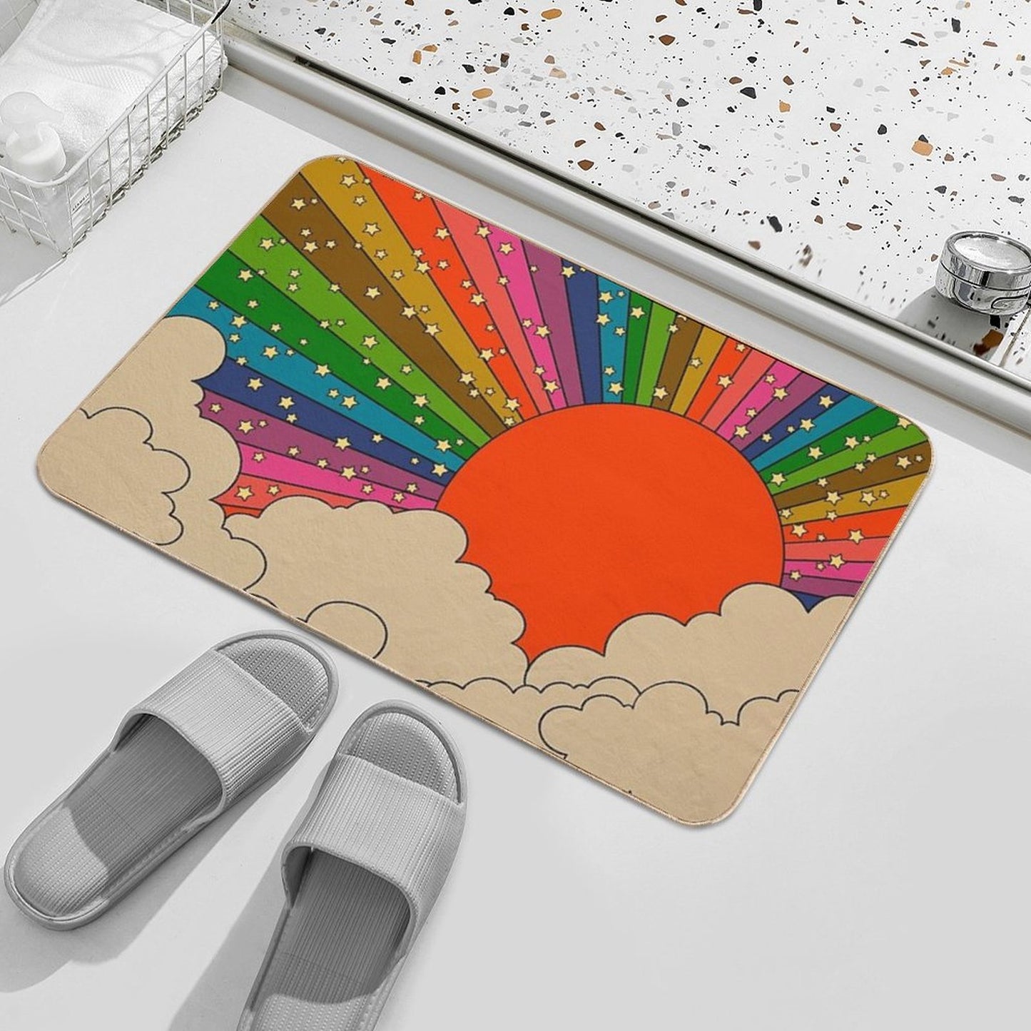 Rainbow 70s Sun  Toxin-Free Bath Mat