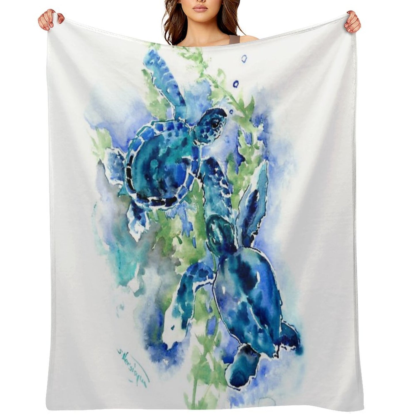 Sea Turtles Turquoise BLue Design Throw Blanket