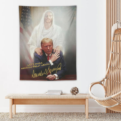 Let's MAGA Jesus Merch Tapestry