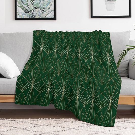 Art Deco in Emerald Green Throw Blanket