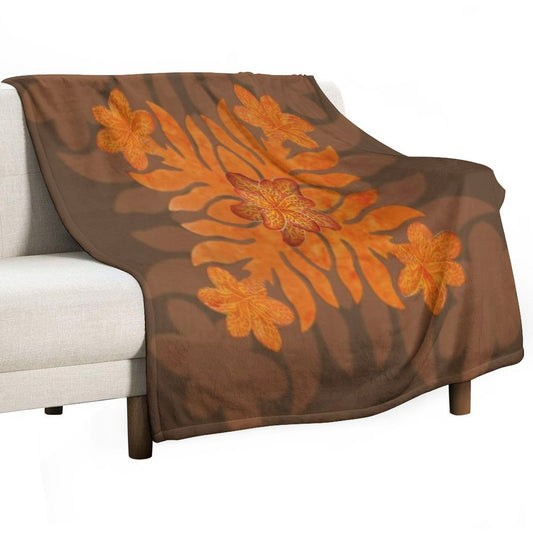 Hawaiian Quilt Series Plumeria Throw Blanket