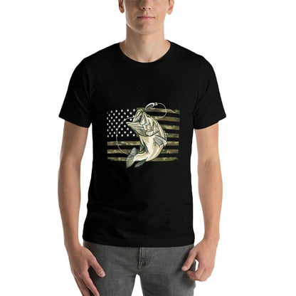 Fishing Camouflage US American Bass Fish Fisherman Camo  Affordable Price T-Shirt