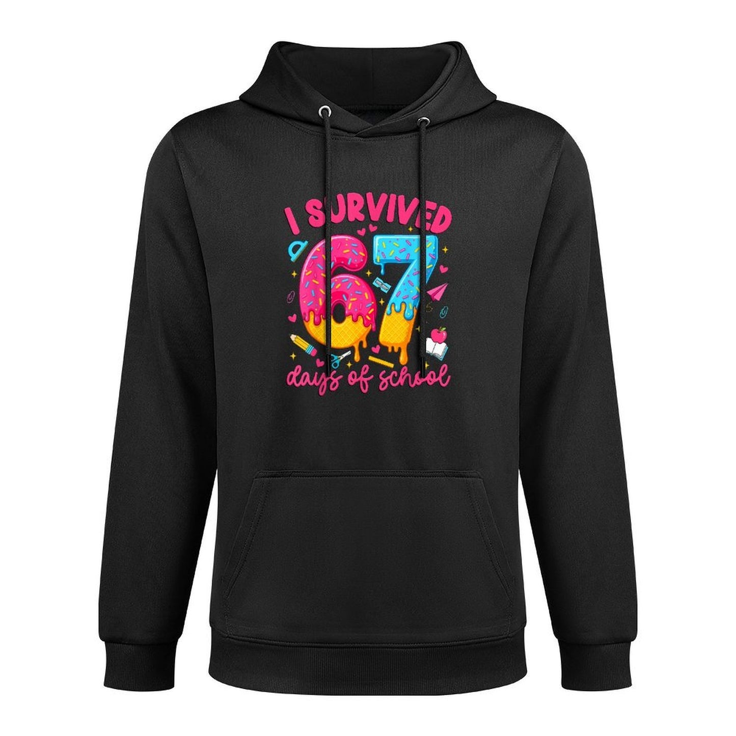 I Survived 67 Days of School Funny Six Seven Teacher Kids Breathable Fabric Hoodie