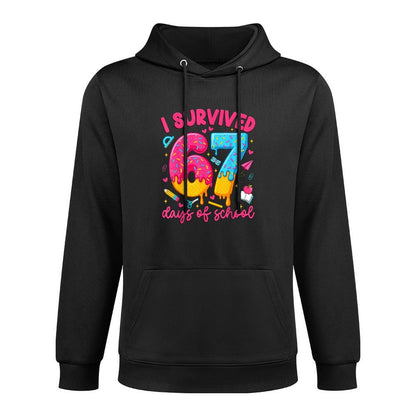 I Survived 67 Days of School Funny Six Seven Teacher Kids Breathable Fabric Hoodie