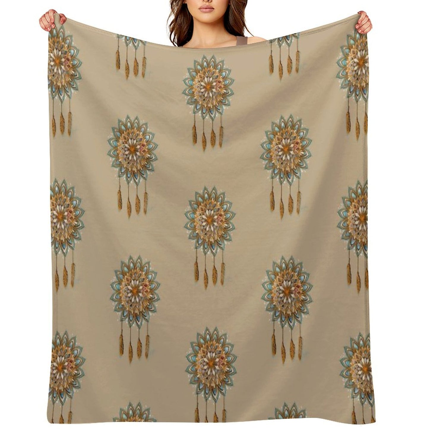 Golden Dreams Dreamcatcher Throw Blanket