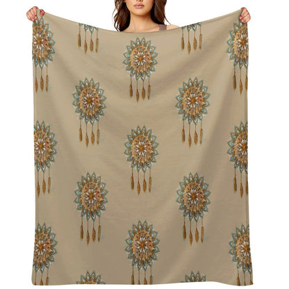 Golden Dreams Dreamcatcher Throw Blanket